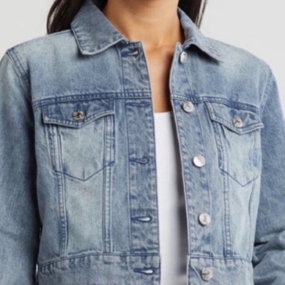 Juicy Couture Jackets & Blazers - Juicy Couture Cropped Heart Patch Elbow Light Wash Denim Jacket in sz XS NWT